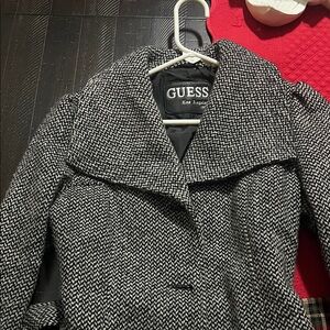 GUESS Women's Houndstooth Pea Coat
